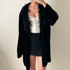 Vintage velvet feather jacket
